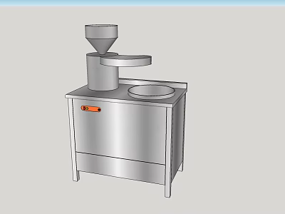 Stainless Steel Kitchen Food Processing Appliance With Funnel Top And Circular Countertop 3d model