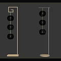 Floor Standing Golden Lanterns Featuring Three Spherical Lights In Vertical Arrangement 3d model
