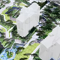 Contemporary Residential Community Landscape With Buildings Trees Lawns And Walkways