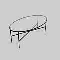 Elegant Dressing Table with Oval Glass Top and Black Metal Frame Structure Design 3d model