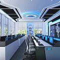 School Advanced Technology Lab Featuring Modern Workstations Digital Screens And Blue Lighting 3d model