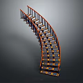 Modern Spiral Staircase with Orange Black Handrail and Stylish Steps