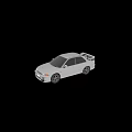Classic Silver Car With Rear Spoiler Black Alloy Wheels Front And Rear Views