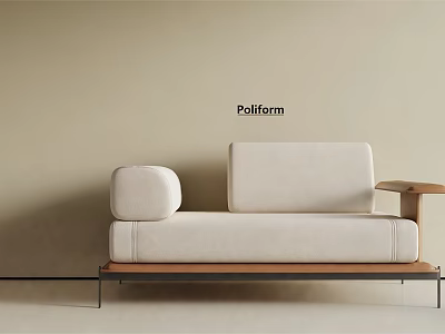 Modern White Single Sofa With Wooden Armrest Metal Legs And Poliform Design 3d model