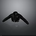 Modern Black Jacket With Stand Collar Front Zipper And Sleeve Accents
