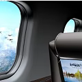 Airliner Cabin Interior With Windows Luxury Seat And Screen