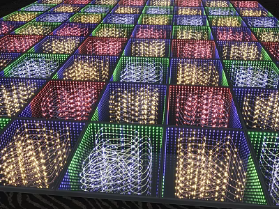 Colorful LED Light Square Panels On Floor Arranged In Grid With Illuminated Patterns 3d model