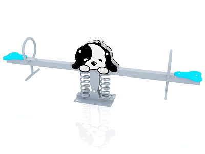 Puppy Shaped Kids Swing With Spring Base And Blue Seats For Playground 3d model
