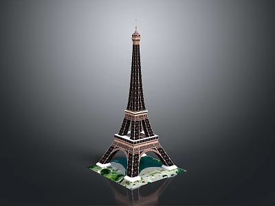 Eiffel Tower Decorative Furniture Ornament With Green White Base Design 3d model