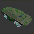 Green Military Wheeled Tank With Turret And Armored Combat Structure Design