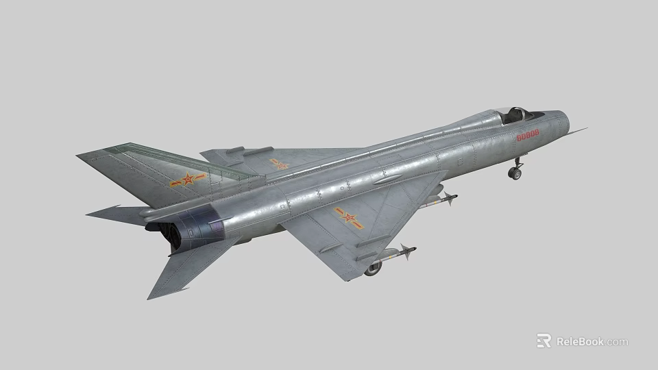 Silver Fighter Jet Model With Detailed Wings Tail And Landing Gear 3d model 