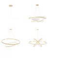 Modern Elegant Hanging Chandeliers With Circular Ring Design And Metallic Finish 3d model