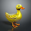 Yellow Decorative Duck Figurine Featuring Shiny Feathers Orange Beak And Feet