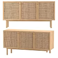 Modern Natural Wooden Sideboard With Rattan Door Panels And Minimalist Design