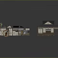 Traditional Wooden House With Blue Roof Design And Windmill Platform Architectural Components