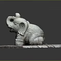 Exquisite Handcrafted Stone Elephant Sculpture Displayed On Wooden Platform