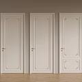 White Swing Doors With Gold Handles And Decorative Patterns In Interior Space