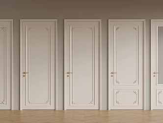 French cream style single door glass door 3d model