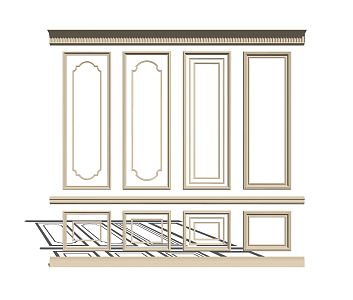 Simple European line wall decoration plaster line 3d model