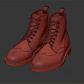 Stylish Orange Leather Brogue Boots With Black Laces And Intricate Patterns