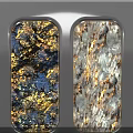 Background Wall Featuring Four Glass Windows with Gold Blue Silver Hues and Intricate Textures