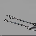 Two Heavy Duty Metal Agricultural Forks for Farming and Garden Use