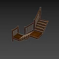 Wooden Staircase With Railings And L Shaped Design For Modern Interior