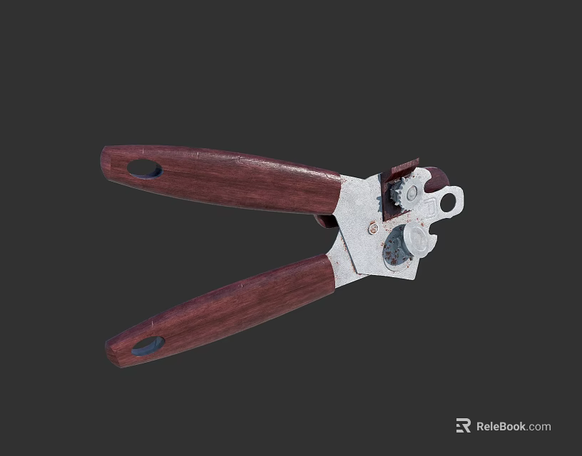 High Quality Hardware Tool Featuring Wooden Handle And Stainless Steel Components 3d model 