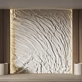 Elegant Modern Interior Wall Decor With Wavy Plaster Texture And Wood Grain Lighting