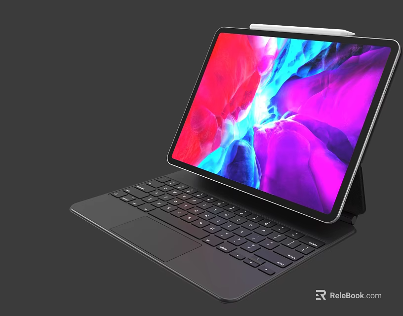 Modern Tablet With Detachable Keyboard And Vibrant Display In Sleek Design 3d model 