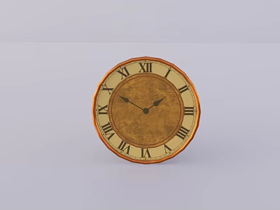Round Wall Clock With Brown Dial Roman Numerals And Black Hands 3d model