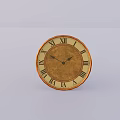 Round Wall Clock With Brown Dial Roman Numerals And Black Hands