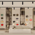 Luxury Handbag Boutique Featuring Colorful Bag Collection Window Display Interior Sofa And Spotlight Lighting