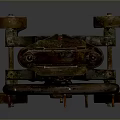 Vintage Rustic Industrial Mechanical Device With Large Wheels And Metal Structure