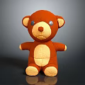 Plush Brown Teddy Bear Doll with Blue Eyes Light Belly Sitting on Gray Background
