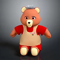Cute Teddy Bear Shaped Kids Chair With Red And Beige Design And Grey Hair Details