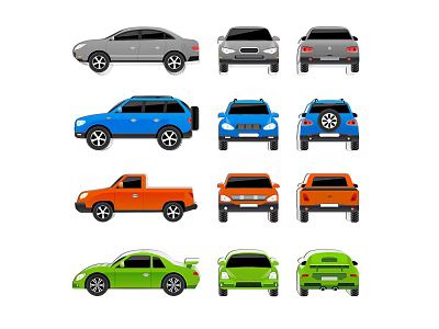 Colorful Cars Of Various Types Displayed Together 3d model
