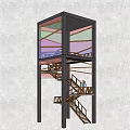 Road Infrastructure Multi Level Observation Tower With Spiral Staircase And Elevated Platform 3d model