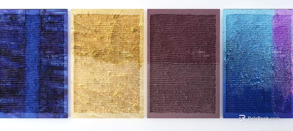 Colorful Textured Decorative Panels With Blue Yellow And Purple Hues 3d model 