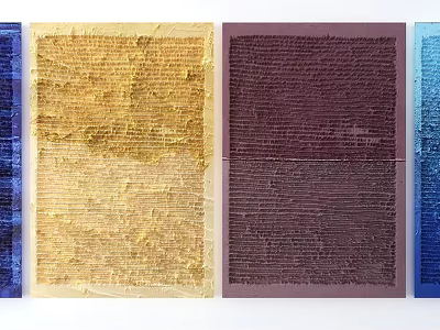 Colorful Textured Decorative Panels With Blue Yellow And Purple Hues 3d model