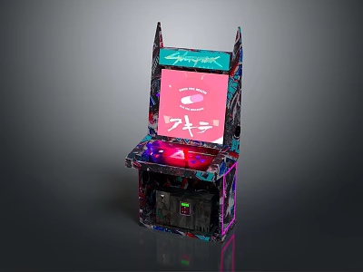 Retro Arcade Machine Entertainment Appliance With Colorful Lights And Vibrant Game Screen 3d model