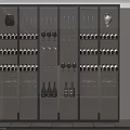 Modern Wine Cabinet With LED Lighting Glass Doors Wine Bottles And Wine Glass Storage Shelves