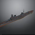 Detailed Military Warship 3D Model With Classic Naval Structure Design