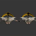 Futuristic Mechanical Humanoid Characters With Yellow Accents And Intricate Gear Design