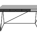 Modern Minimalist Black Desk With Metal Frame Three Drawers And Sleek Design