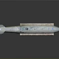 Military Submarine Weapon With Gray Body Blue Markings Detailed Surface And Support Base