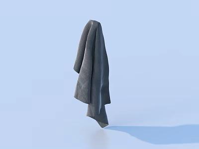 Gray Towel Hanging On Light Blue Background With Soft Shadow 3d model