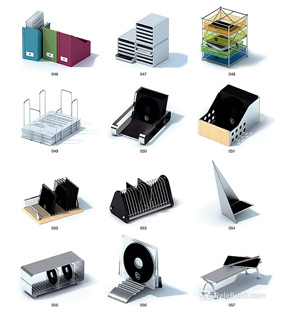 Various Office Desk Organizers With Different Designs And Storage Features 3d model