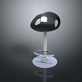 Modern Black Bar Stool With Two Circular Cutouts And White Metal Frame 3d model