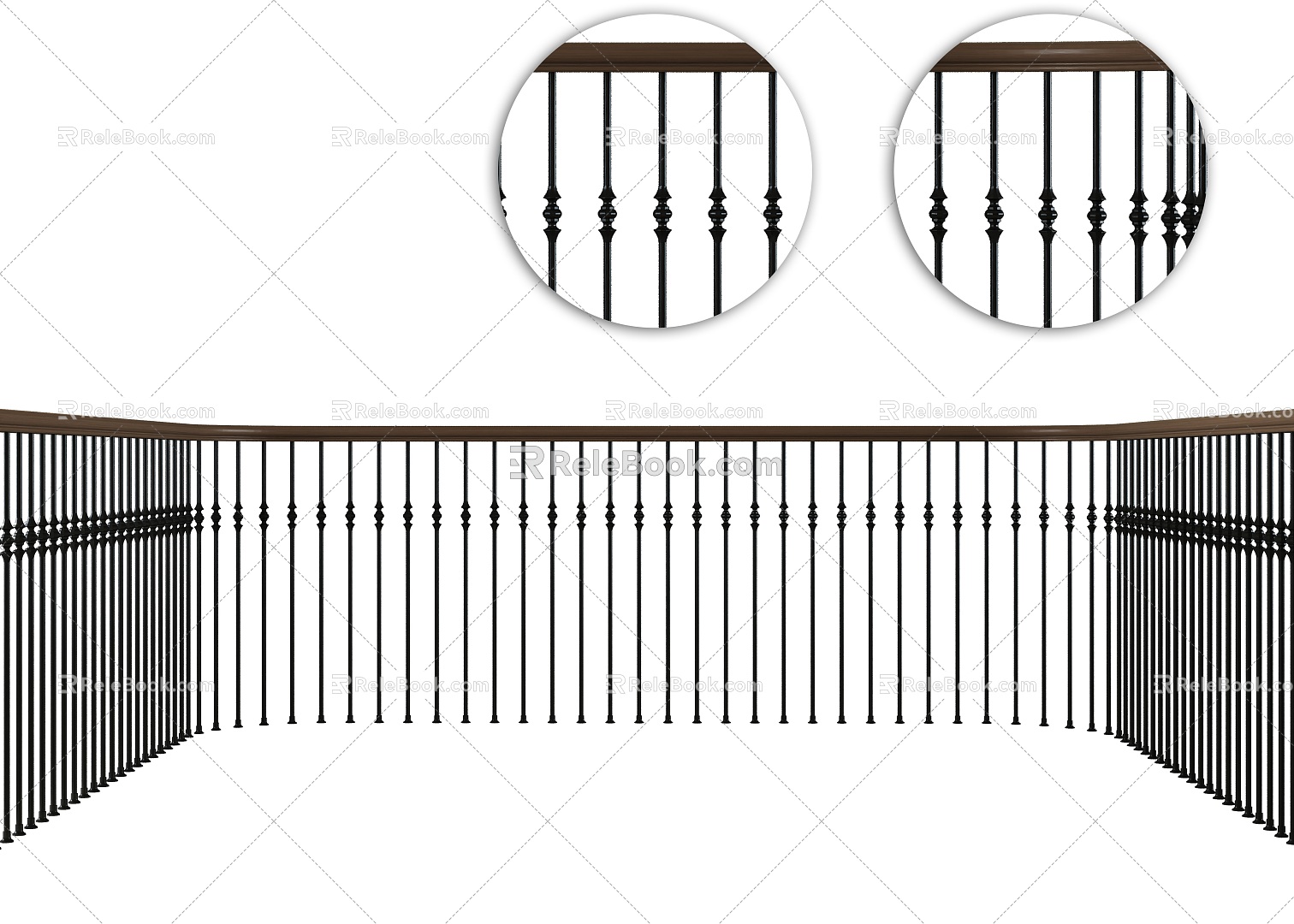 Metal Retro American Railing 3d model